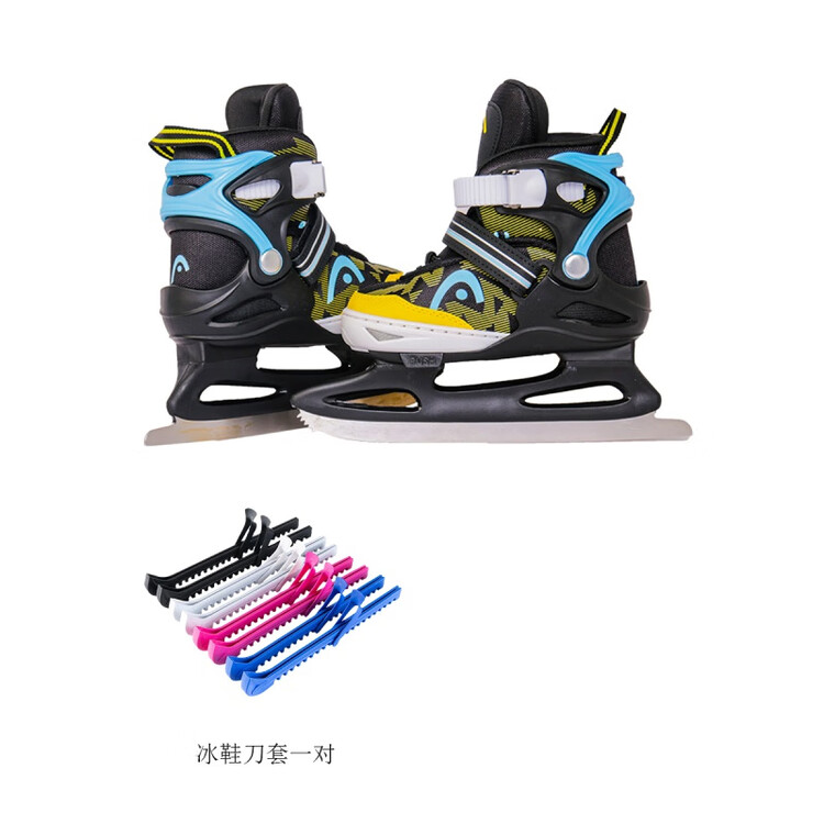 

HEAD Детские коньки для фигурного катания для начинающих, регулируемые, черно-синие, с чехлами для лезвий, размер L (36-41)