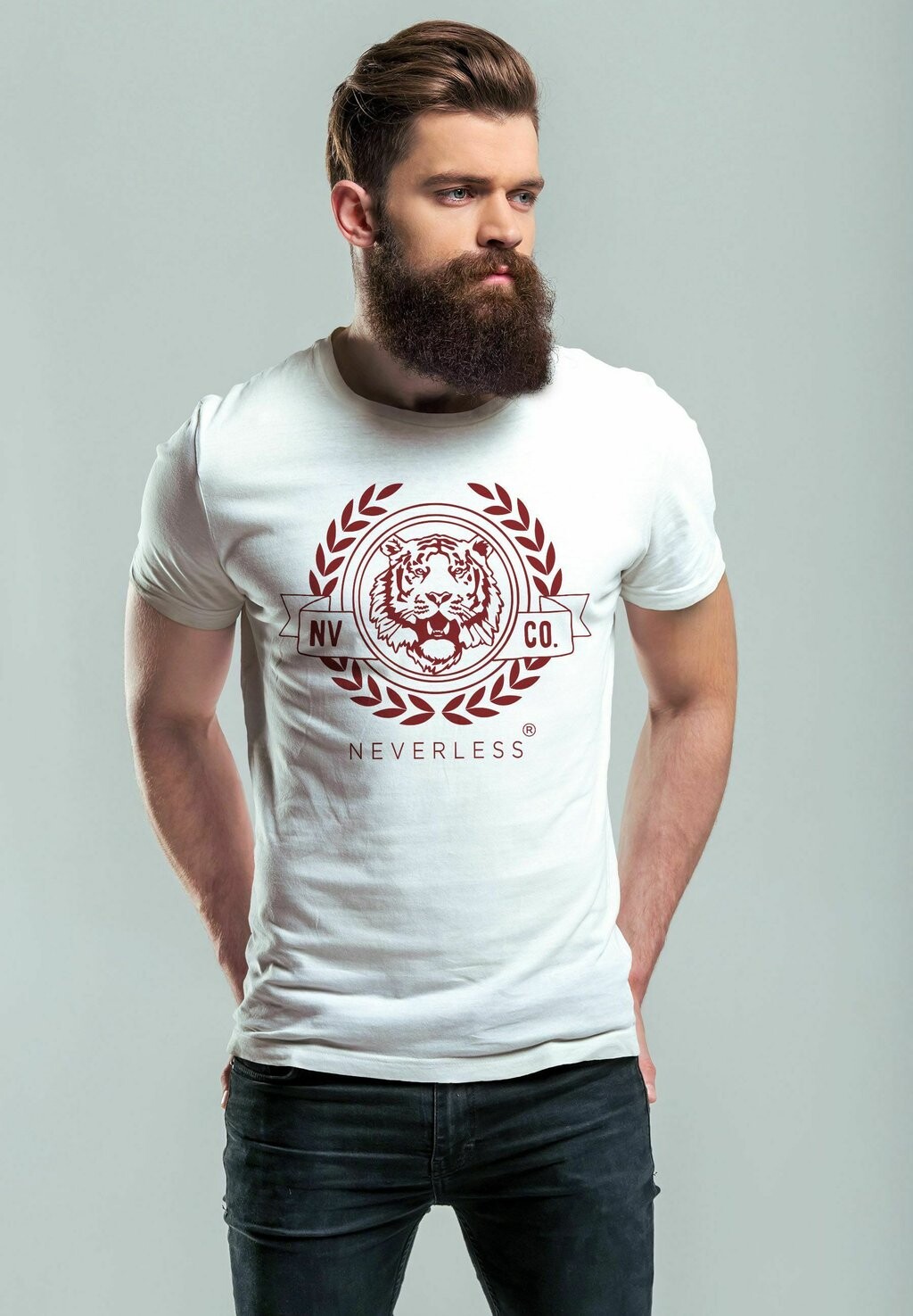 

Футболка с принтом SCHRIFTZUG OLDSCHOOL TIGER BEDRUCK Neverless, кремовый