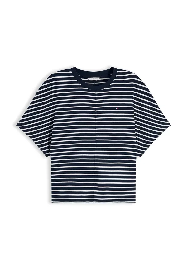 Футболка Tommy Hilfiger Cody batwing tee basic t-shirt, темно-синий / экрю — фото 4