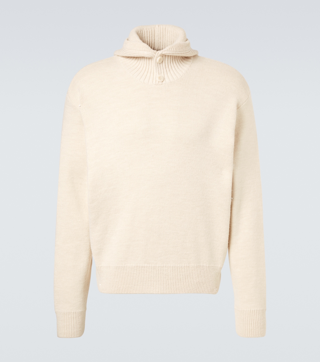 

Свитер с капюшоном из смеси альпаки и шерсти Lemaire, Light Cream