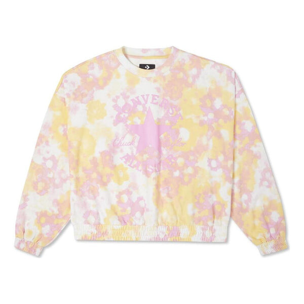 

Свитер washed floral cotton crew neck shirt 'pink' Converse, белый