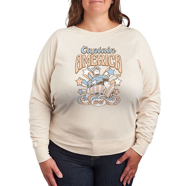 

Футболка с длинным рукавом Captain America Retro Americana French Terry Plus Size Marvel