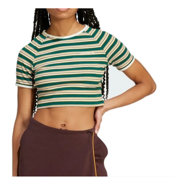 Футболка '80s rib stripe baby t-shirt 'green yellow' Adidas, зеленый — фото 2