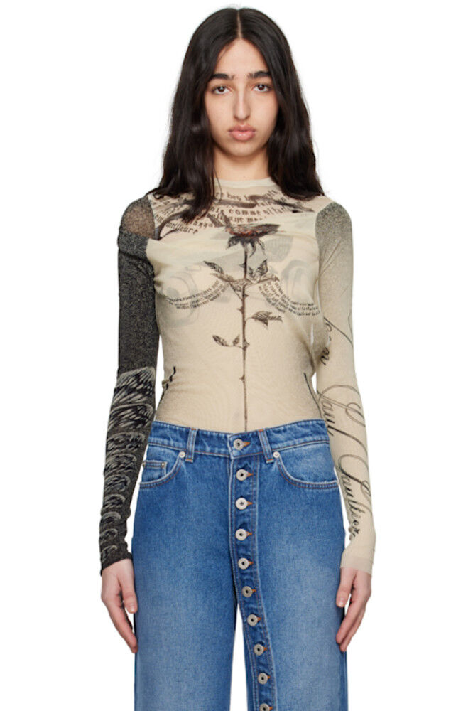 

Бежевый боди «The Tattoo Rose and Bird» Jean Paul Gaultier