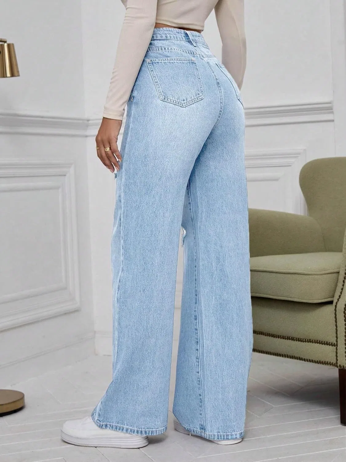 Джинсы свободные, Light Wash — фото 3