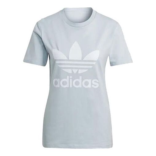 

Футболка (WMNS) adidas originals Trefoil Tee Logo Printing Sports Short Sleeve Gray Blue T-Shirt GN2975