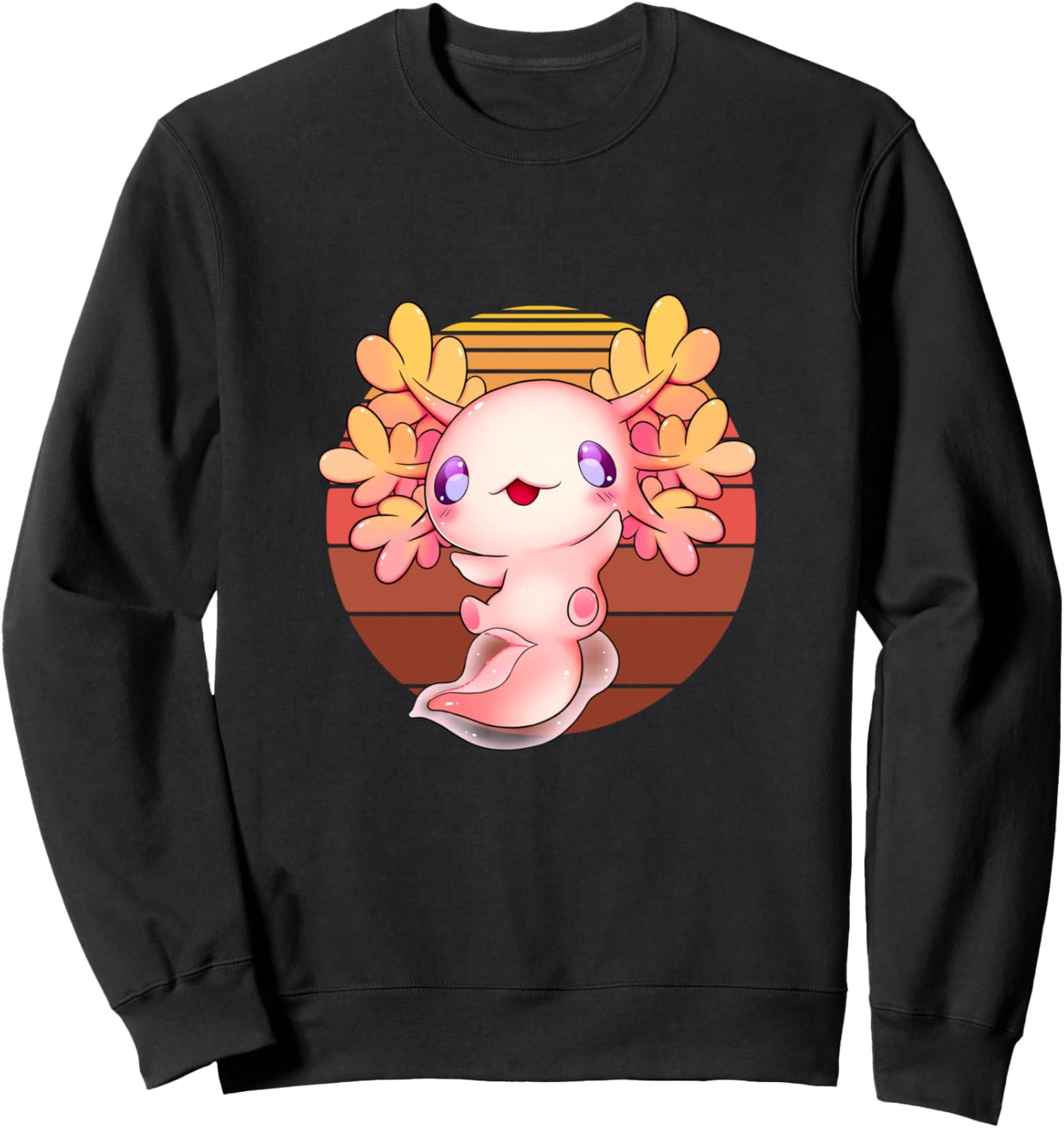 

Забавная ретро-толстовка с изображением аксолотля в стиле 80-х и 90-х, милая мексиканская саламандра и аксолотль Otaku Lifestyle Threads Shirt Co., черный