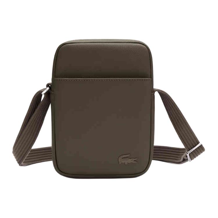 

LACOSTE Кожаная сумка через плечо мужская темно-коричневая, Dark Brown