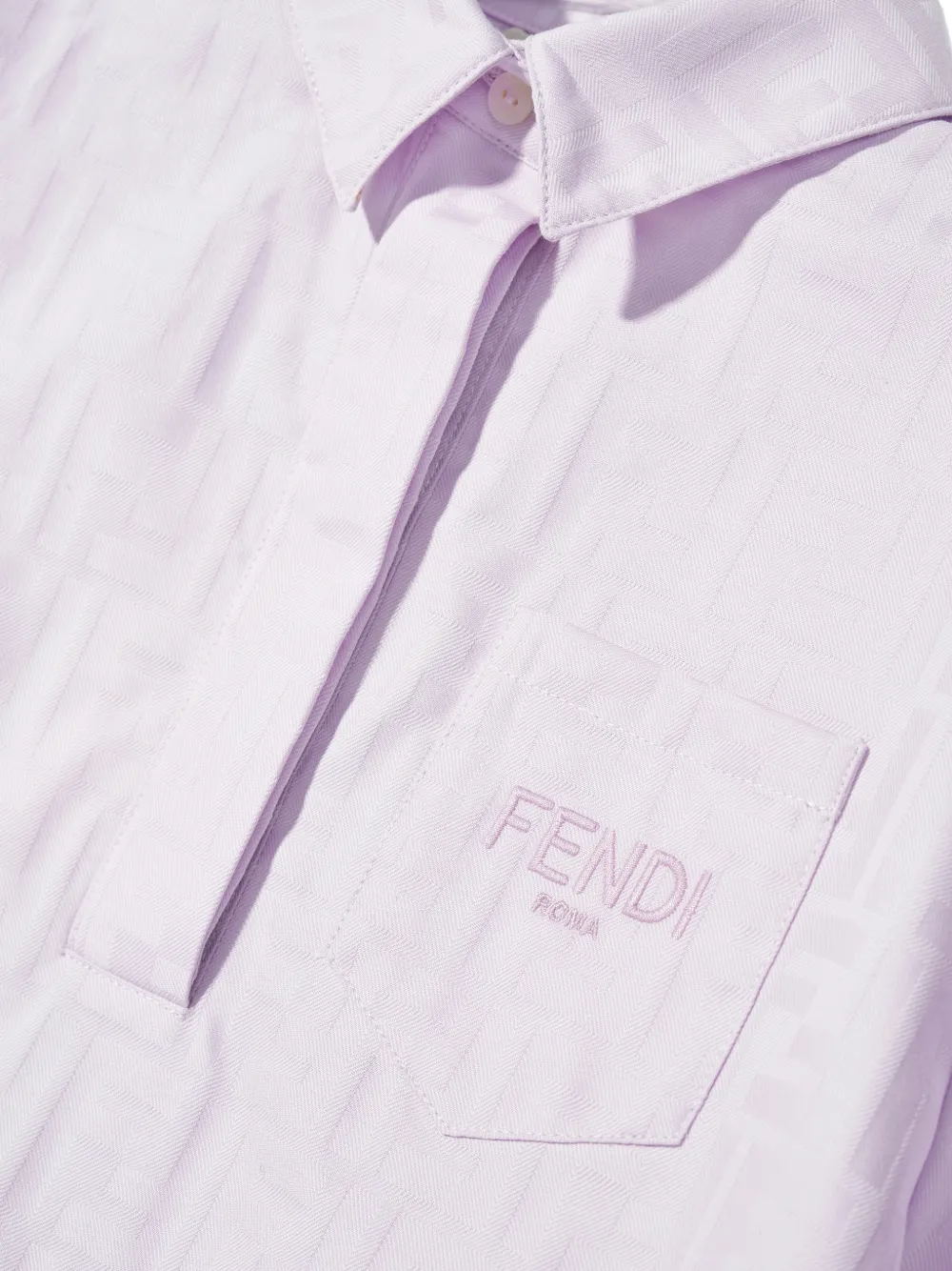 Платье с логотипом и оборчатым карманом Fendi Kids, фиолетовый — фото 3