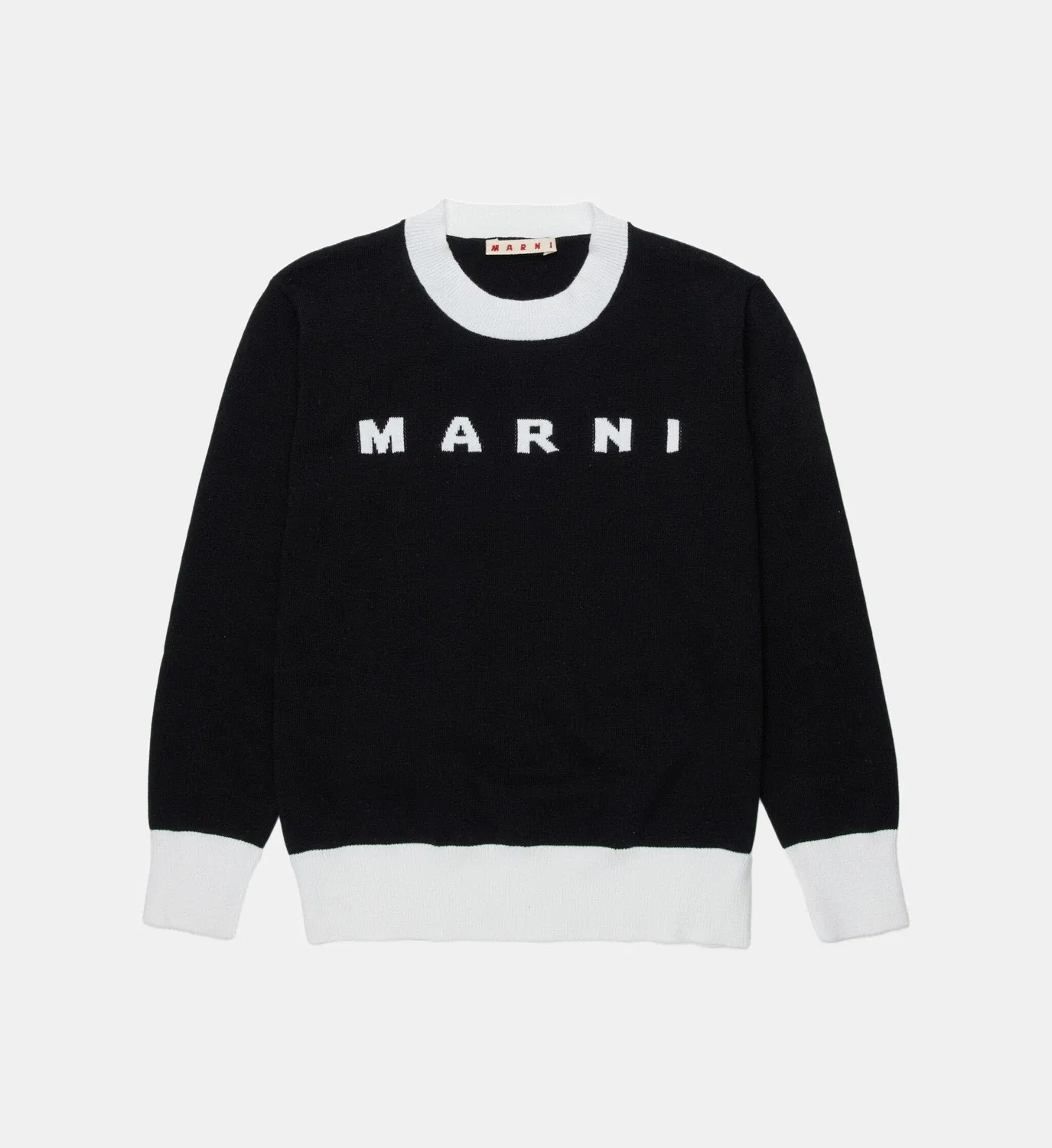 Пуловер с круглым вырезом и логотипом Marni, черный