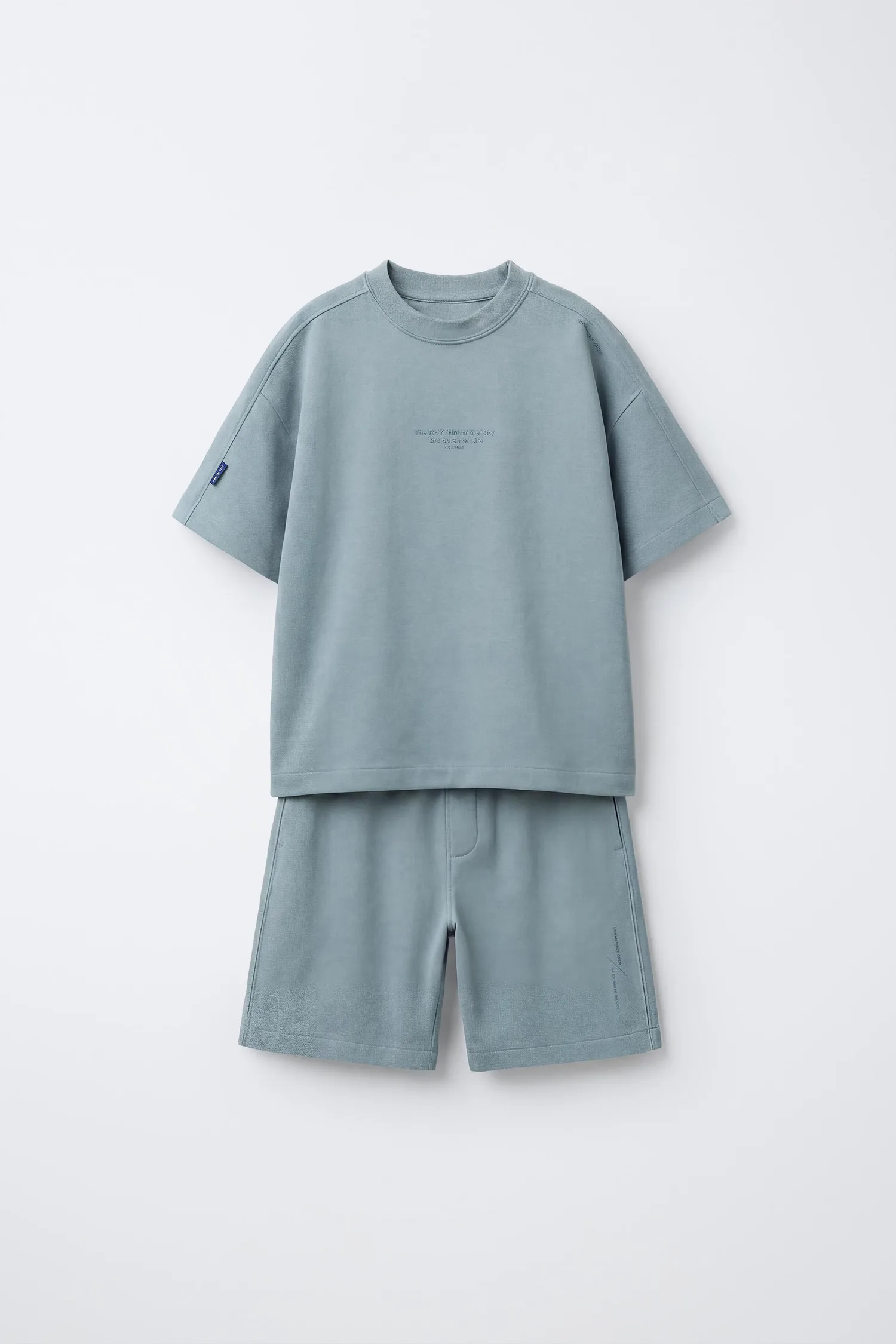 Комплект из футболки и шорт-бермуд из хлопка Zara, синий