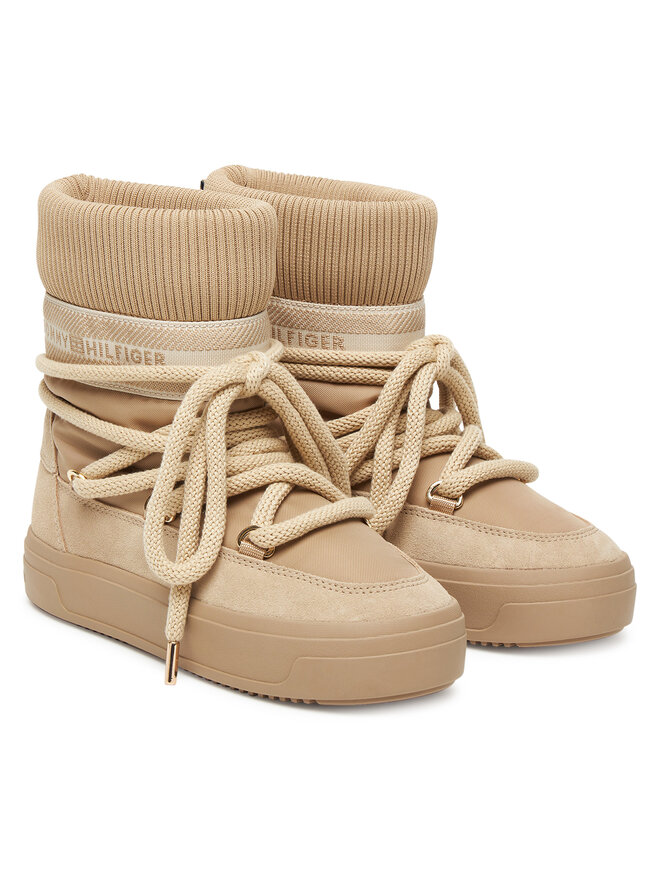 Зимние сапоги Tommytech Logotape Snowboot Warm FW0FW08998 Tommy Hilfiger, бежевый — фото 2