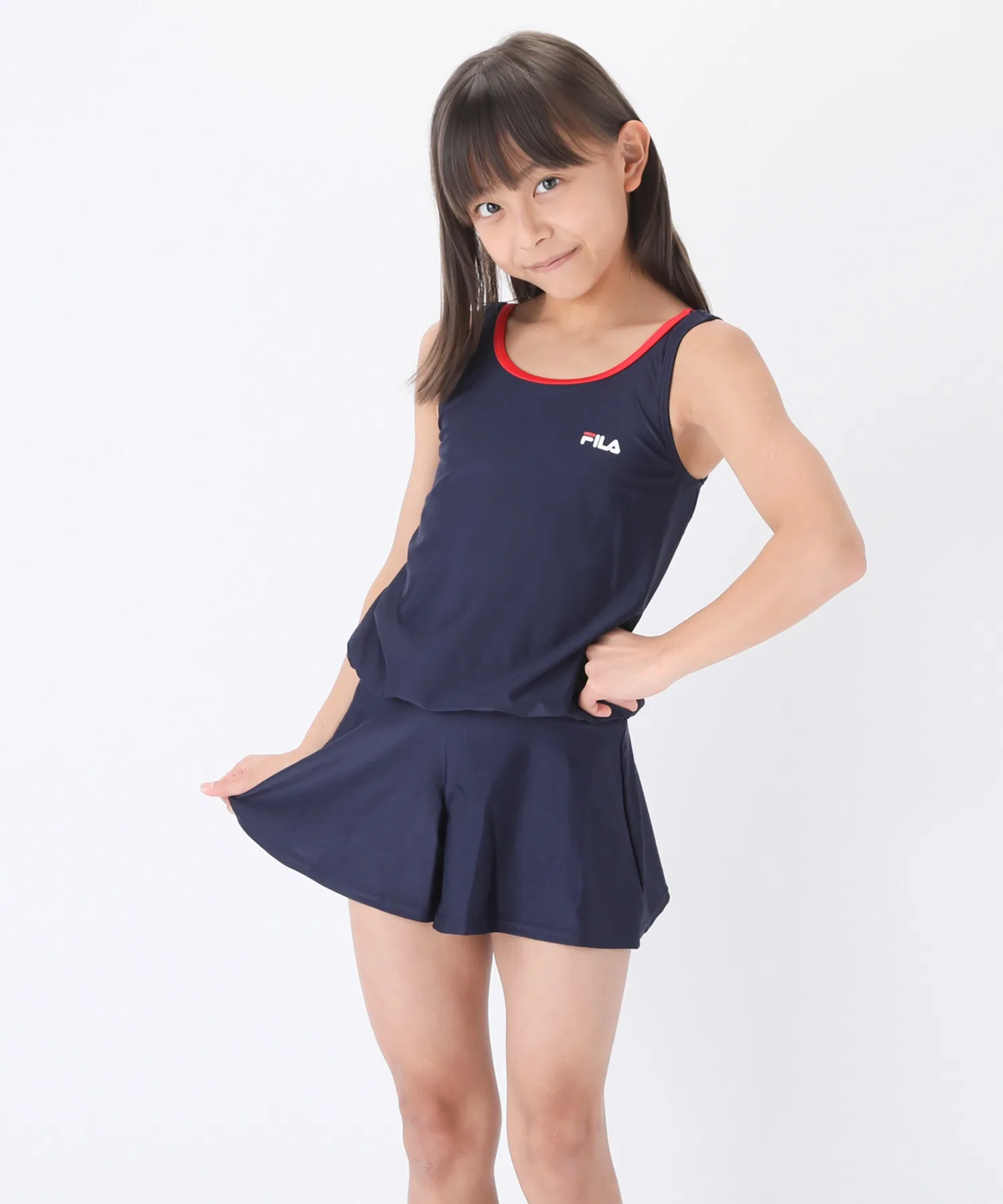 【FILA】Слитный школьный купальник для девочек