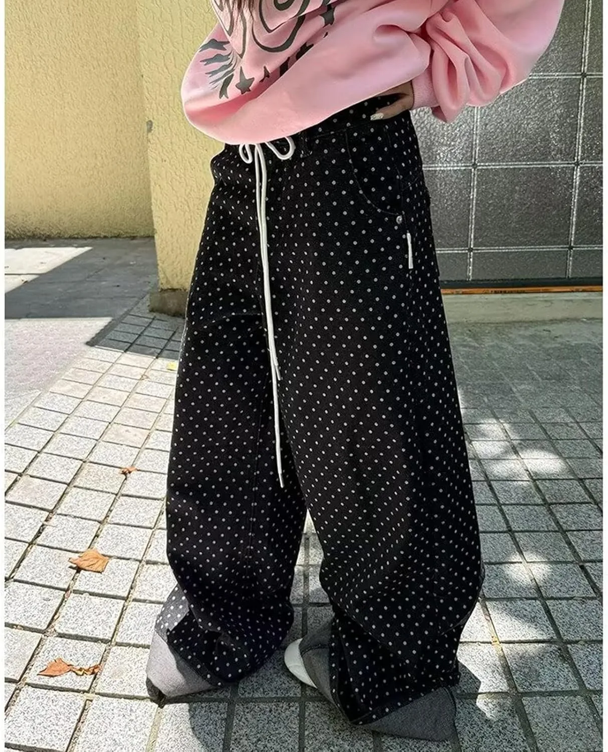 Джинсы Polka Dot Y2K Cutecore Baggy с кулиской — фото 3