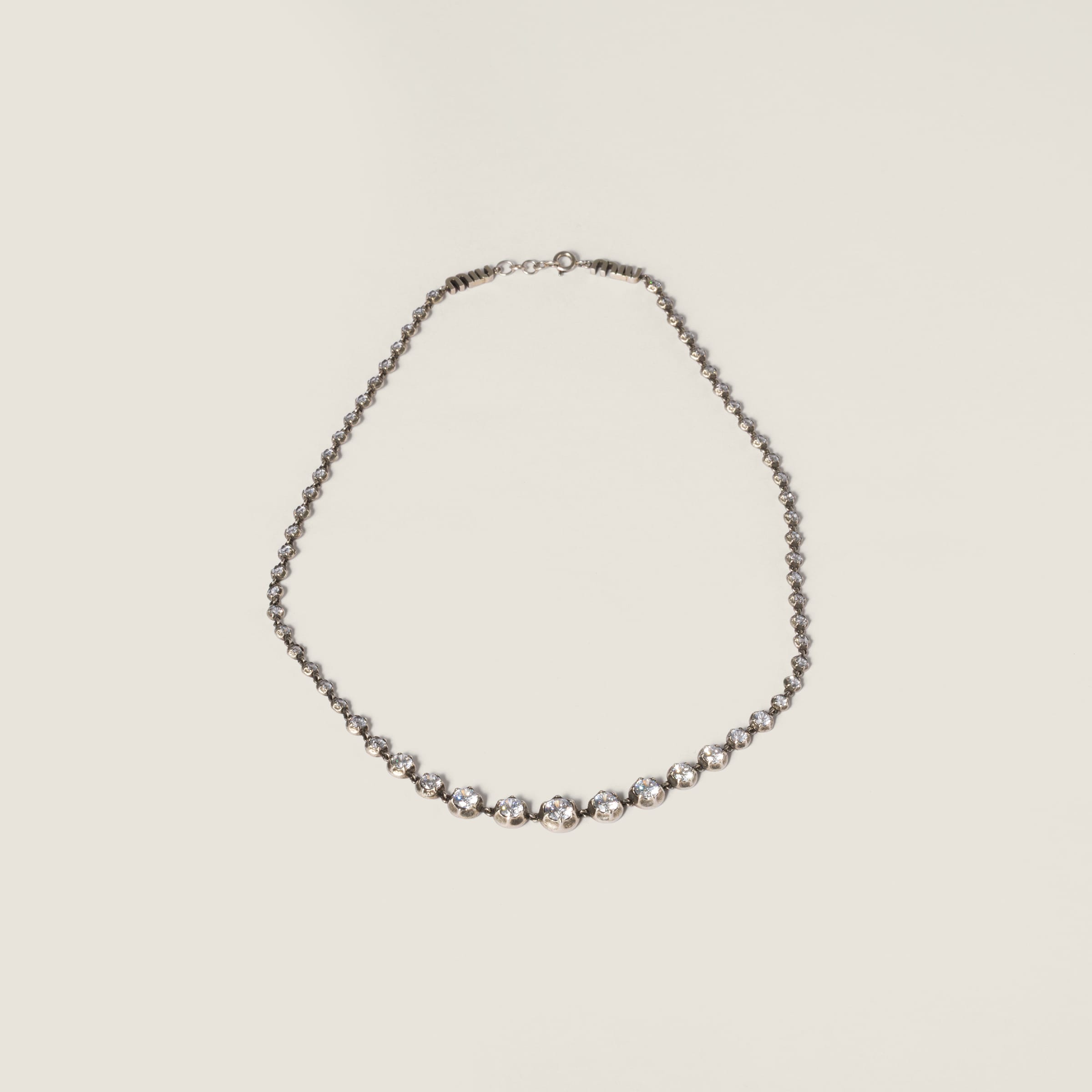 

Металлическое ожерелье с кристаллами MIU MIU, серебряный