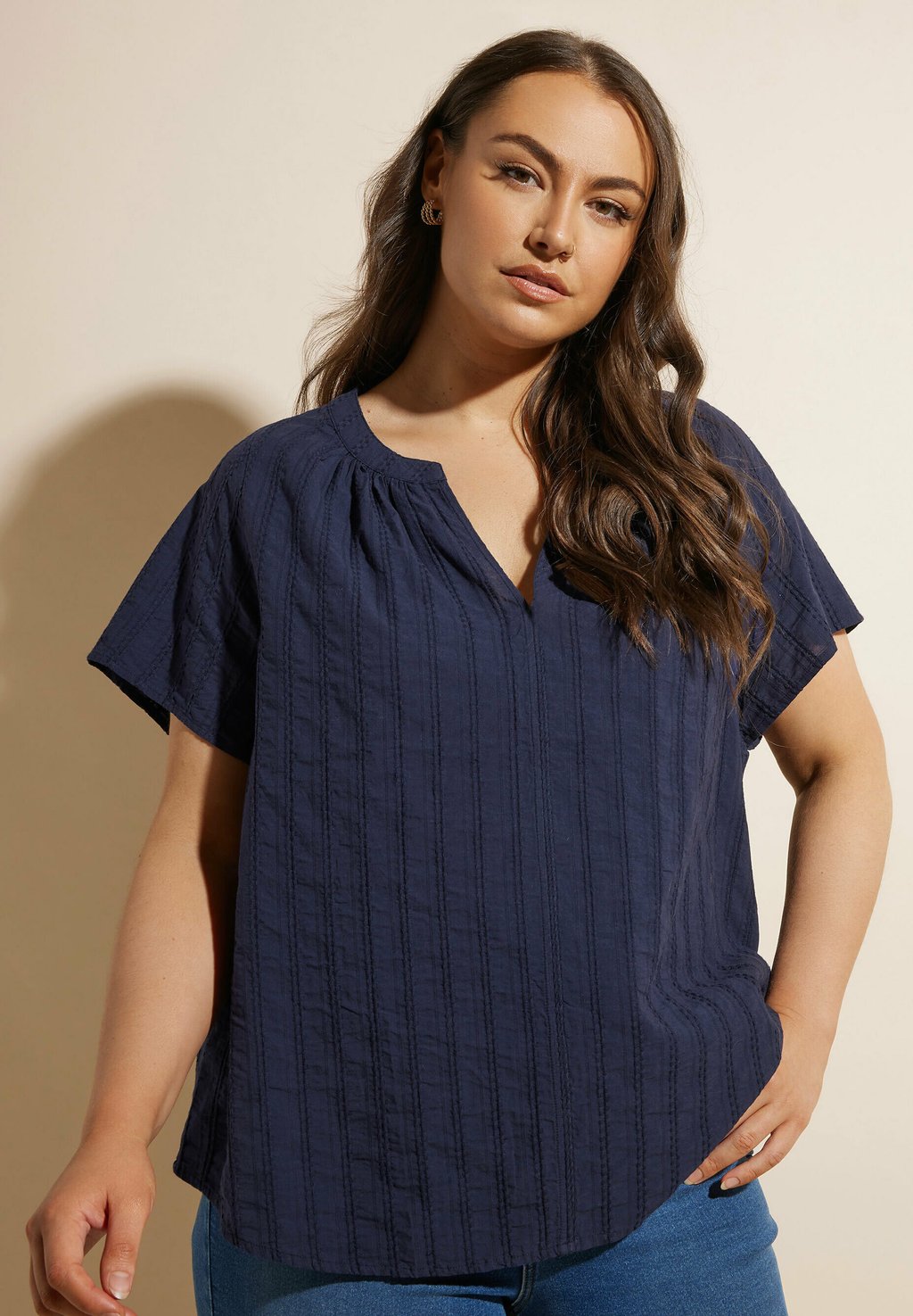 

Блуза SHORT SLEEVE Yours Clothing, темно-синий