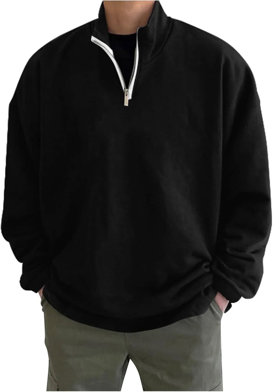 

Мужской оверсайз свитшот 1/4 молнии флис xoxingysm