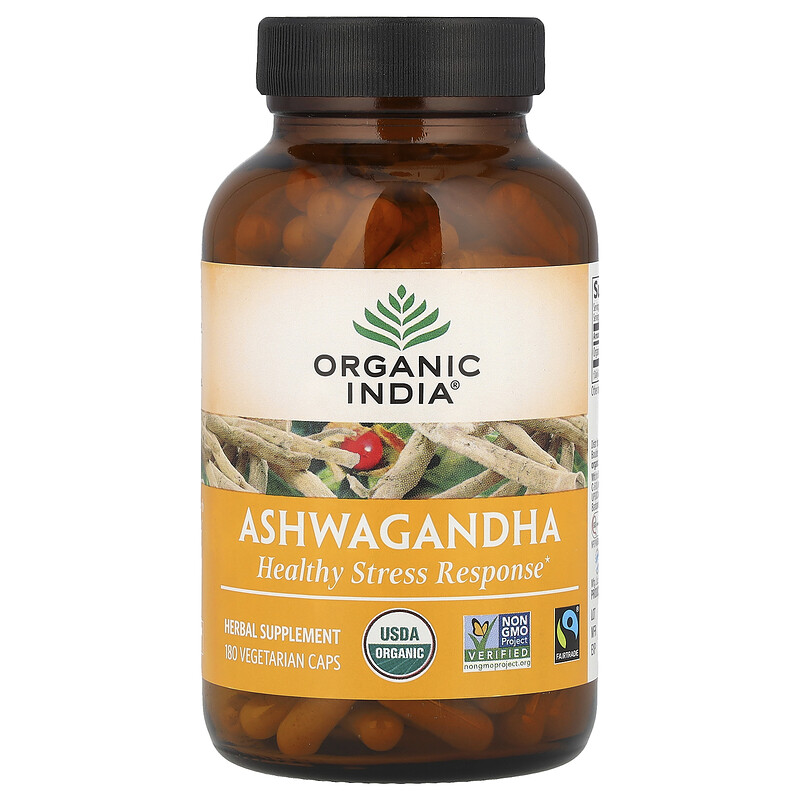 

Organic India, ашваганда, 800 мг, 180 вегетарианских капсул (400 мг в 1 капсуле)