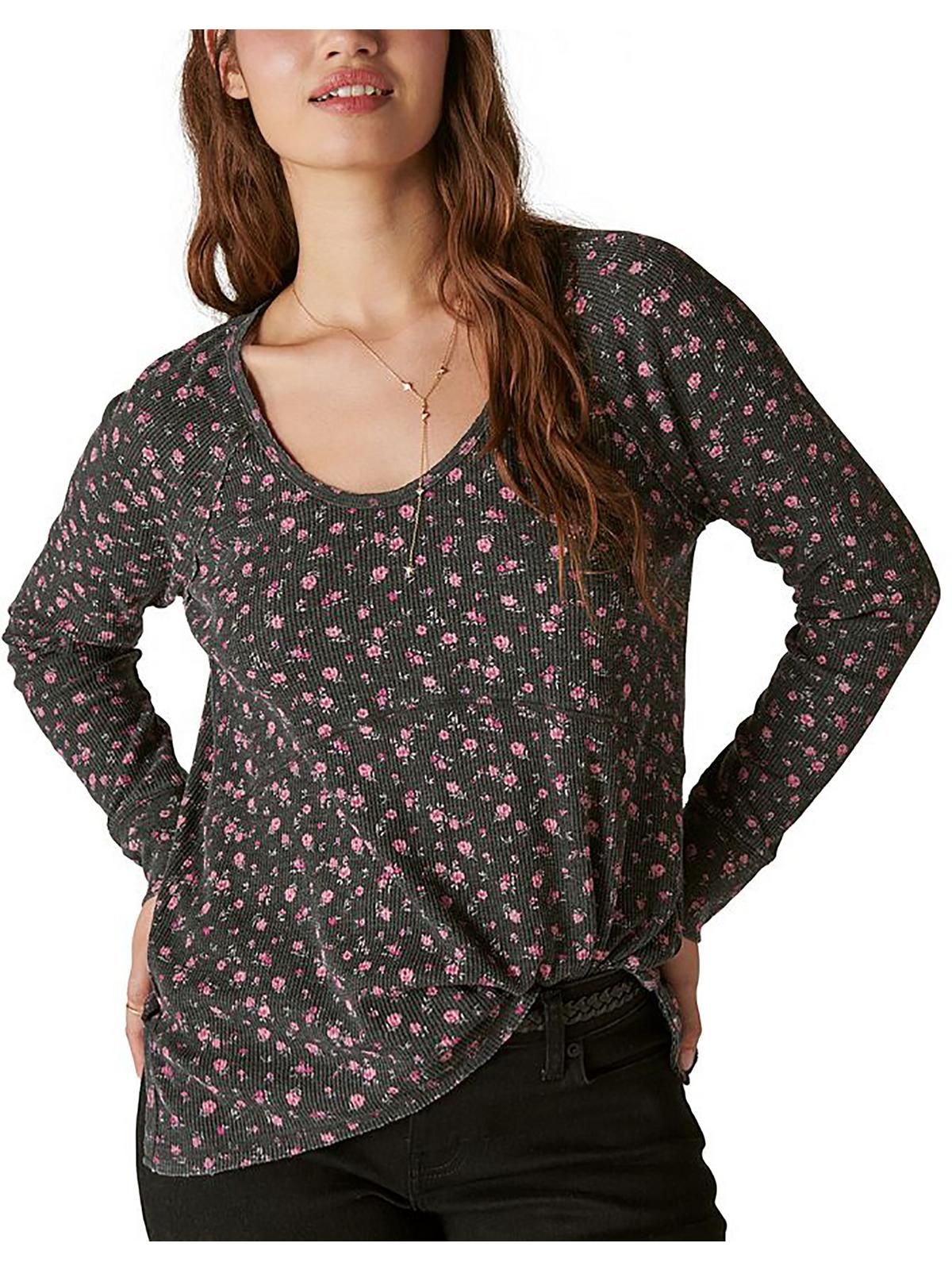 

Женский цветочный термальный топ с круглым вырезом Lucky Brand, серый