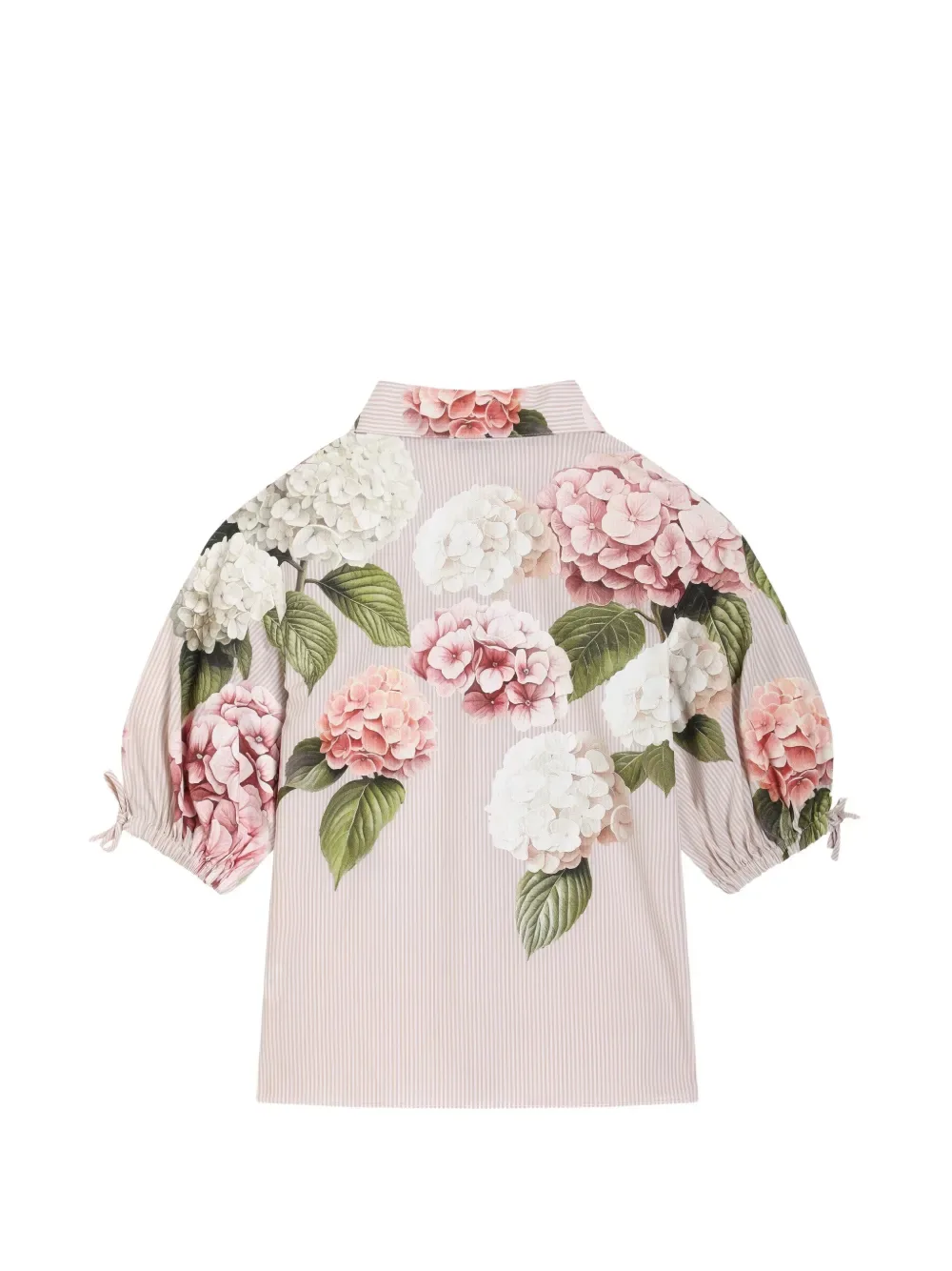 Рубашка из полосатого поплина с принтом гортензий Dolce & Gabbana Kids, розовый — фото 2