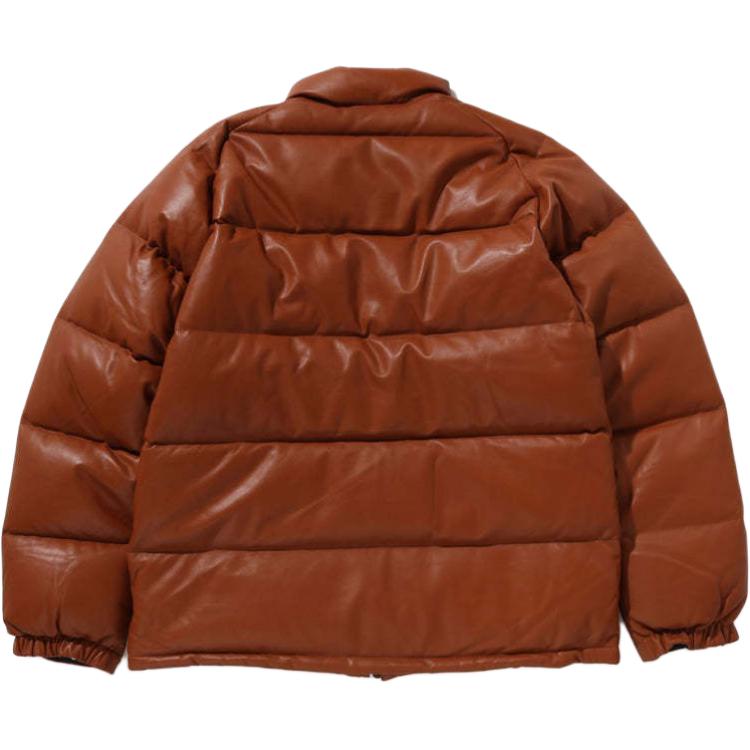 A BATHING APE Кожаная классическая пуховая куртка Bape, Brown — фото 3