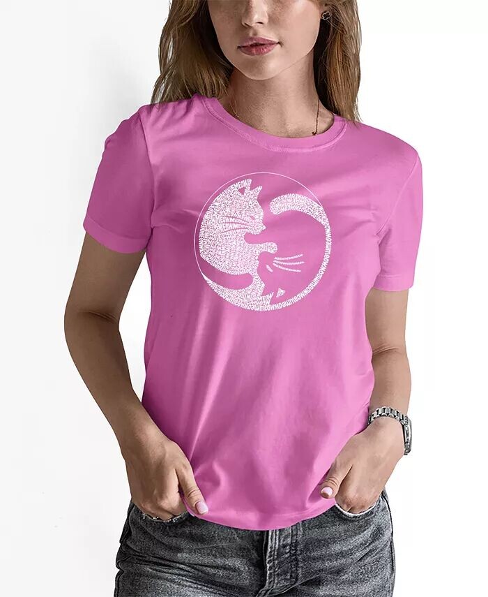 

Женская футболка с коротким рукавом Word Art Yin Yang Cat LA Pop Art, розовый