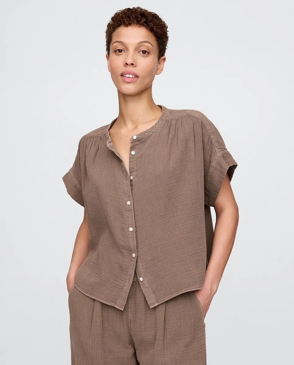 

Женская оверсайз футболка с коротким рукавом Gap, коричневый