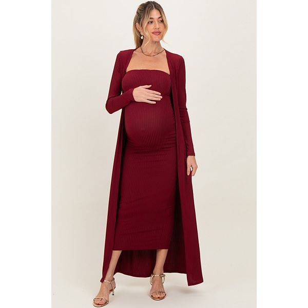 

Комплект из кардигана и платья без рукавов для беременных Pinkblush, Burgundy