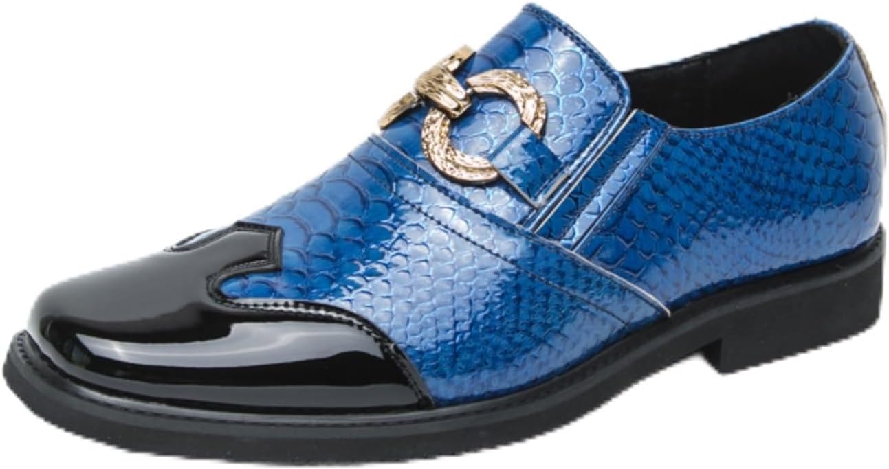 

Мужские лоферы с верхом из искусственной змеиный кожи, классический квадратный носок, деловые туфли с золотой декоративной пряжкой Kpdwfms