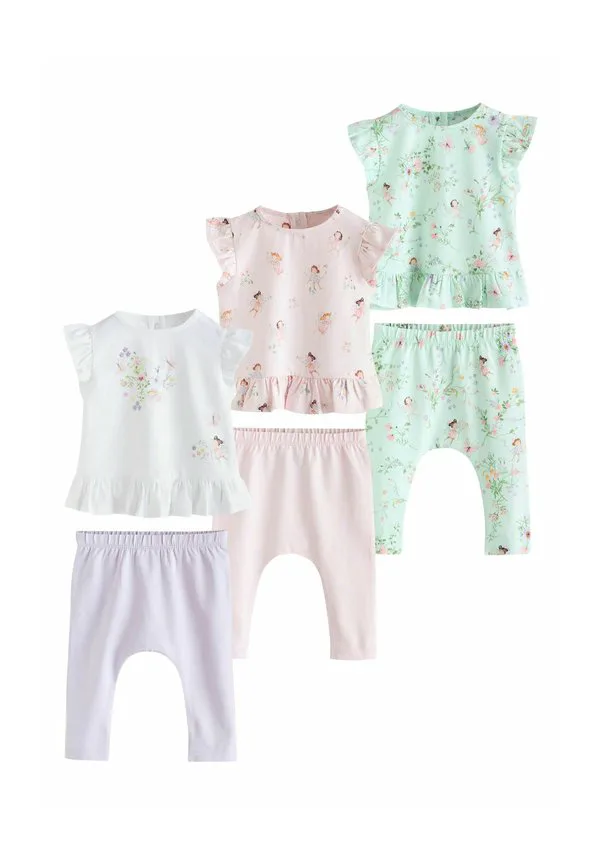Футболка с принтом, 6 предметов, стандартного кроя, с коротким рукавом. Next, Pink/Mint/White Fairy