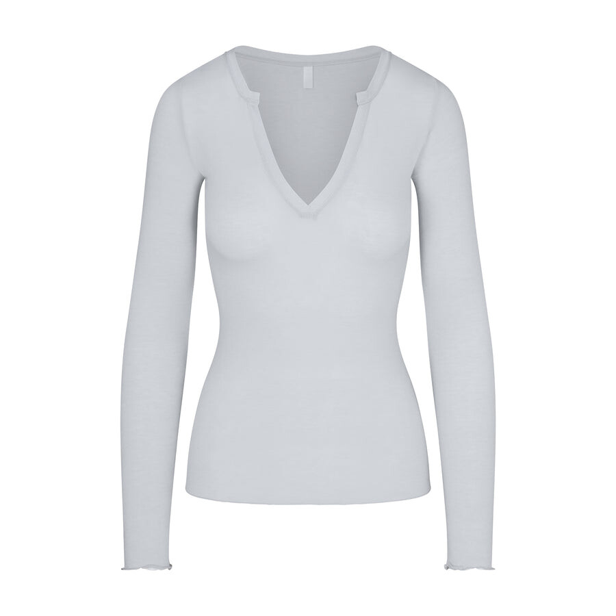

Длинный топ с разрезом на горловине SKIMS Sheer Modal, цвет Pearl
