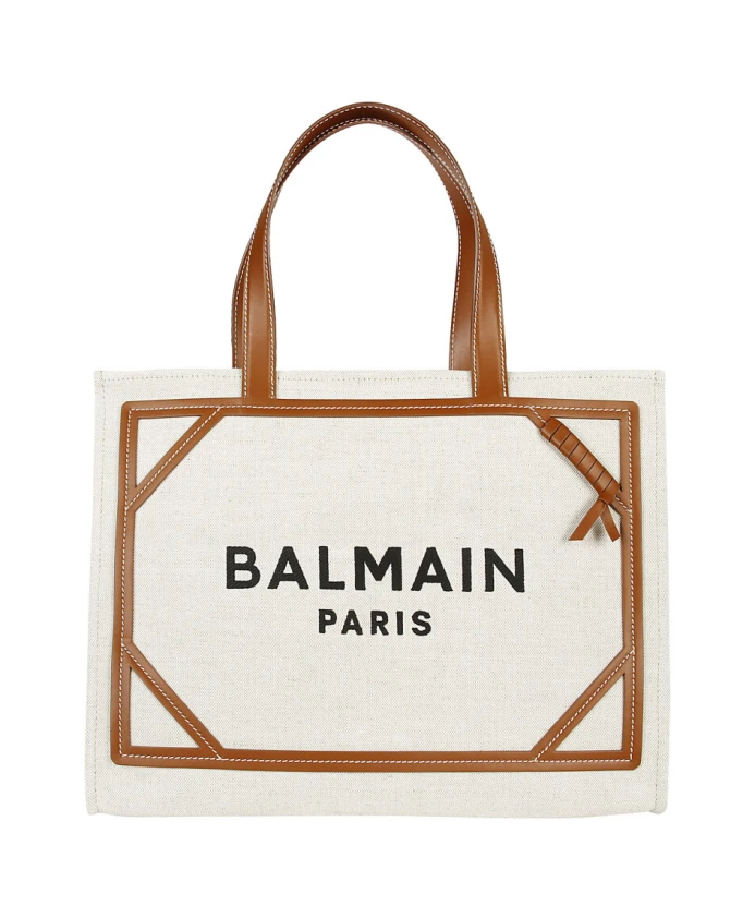 

Стильная сумка тоут из холщовой ткани Balmain, бежевый
