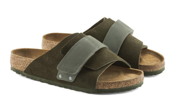Тапочки kyoto suede leather sandals 'thyme' Birkenstock, зеленый — фото 2