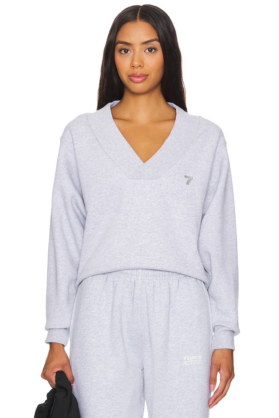 

Джемпер из органического материала с v-образным вырезом 7 Days Active, серый