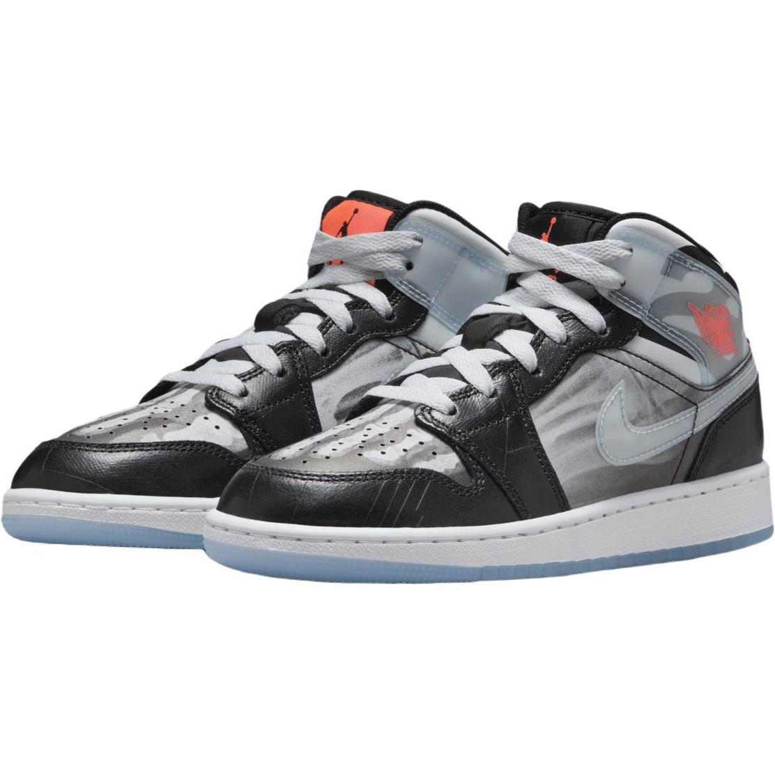 Jordan Air 1 устойчивые к истиранию высокие детские баскетбольные кроссовки Black Gray Kids' — фото 4
