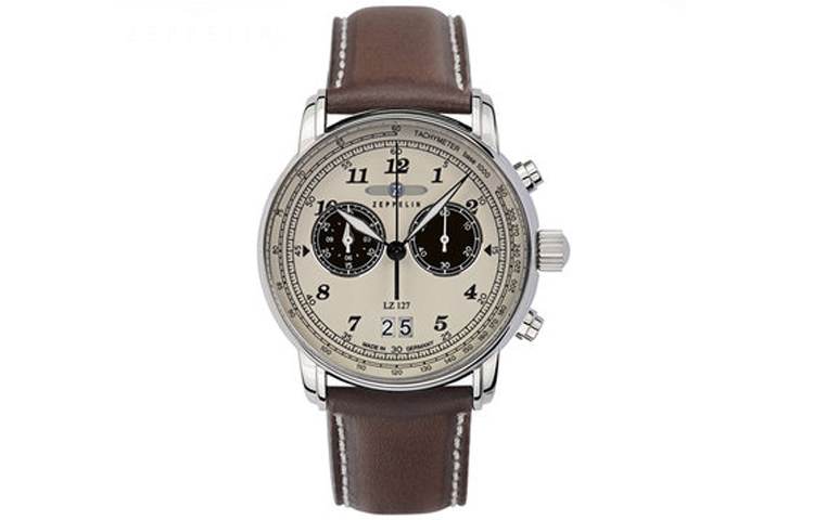 

ZEPPELIN Часы Quartz Movement Men's Watch Watch Coffee Watch Dial Stainless Steel Case Genuine Leather Strap