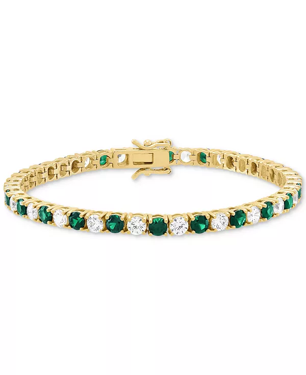 

Теннисный браслет с выращенными в лаборатории изумрудами (4-5/8 карата) и бриллиантами (4-1/2 карата) из 14-каратного золота (также с выращенными в лаборатории рубинами и сапфирами) Grown With Love, emerald