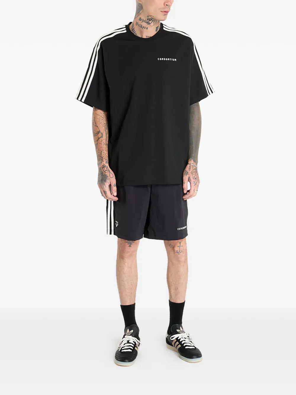 Футболка Consortium с тремя полосками Adidas, черный — фото 2