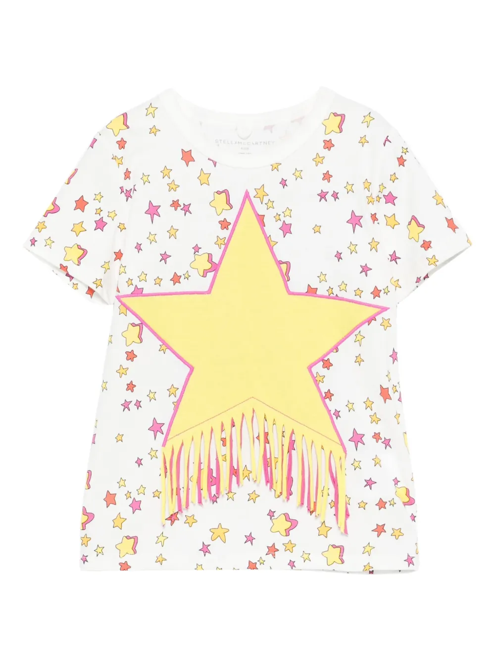 

Футболка с принтом в виде звезд и бахромой Stella McCartney Kids, белый