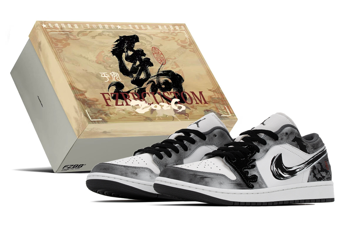 

Jordan Air 1 CNY Box, Da Si Ma Абразивостойкие низкие винтажные баскетбольные кроссовки Unisex черно-белые