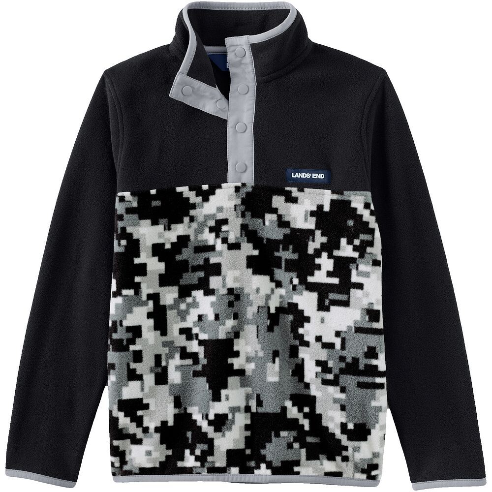 

Флисовый пуловер с воротником Lands' End Kids 2–20, цвет Black Digital Camo