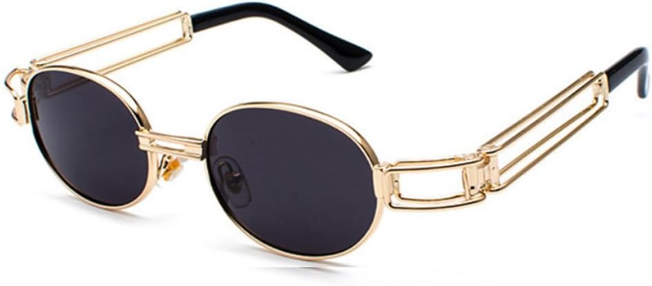 

Модные круглые солнцезащитные очки для женщин и мужчин в винтажном стиле с металлической оправой и в стиле стимпанк, солнцезащитные очки для мужчин с защитой от УФ-излучения UV400 TKKTLLT, Gold-black