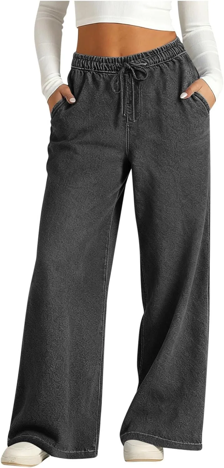 

Женские джинсы wide leg с высокой посадкой и эластичным поясом