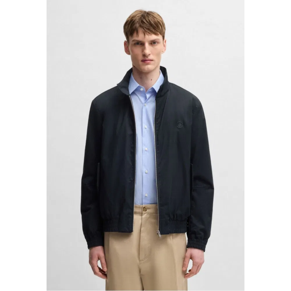 Мужская куртка Double B Monogram из смесового хлопка тёмно-синего цвета от Boss — фото 4
