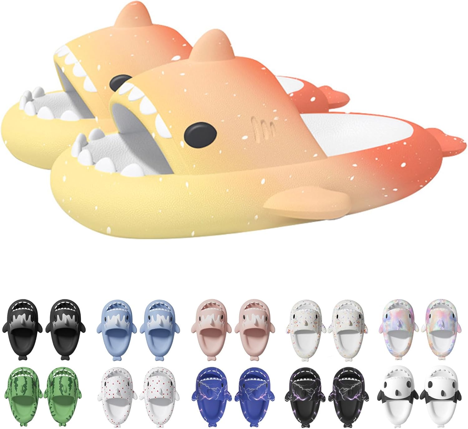 

Сланцы Jfxgjuv Ice Cream с акулой, сланцы с 3D забавными плавниками, унисекс сланцы с облаками и акулой, ЭВА сланцы с открытым носком для душа, бассейна, пляжа, оранжевый