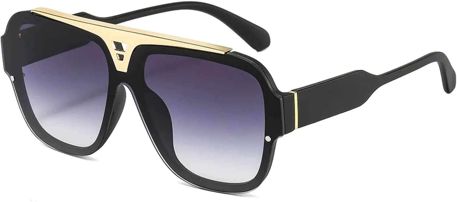 

Винтажные солнцезащитные очки в крупной оправе для женщин и мужчин, роскошные, популярные, для путешествий, с защитой от УФ-излучения UV400 TVTBBVV, Black Gray