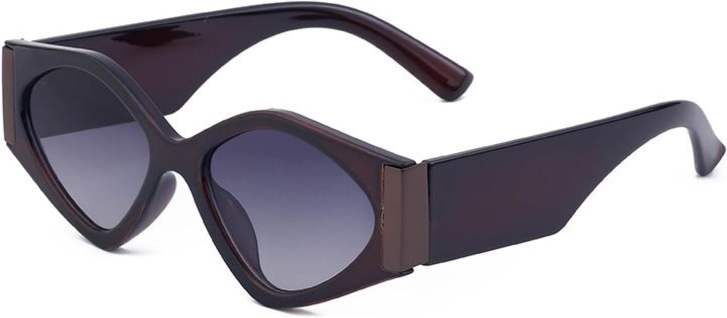 

Модные солнцезащитные очки-ромбы для женщин, роскошные, многоугольные, «кошачий глаз», защита от УФ-излучения UV400, винтажные, неправильной формы TVTBBVV, C3 Brown Gray