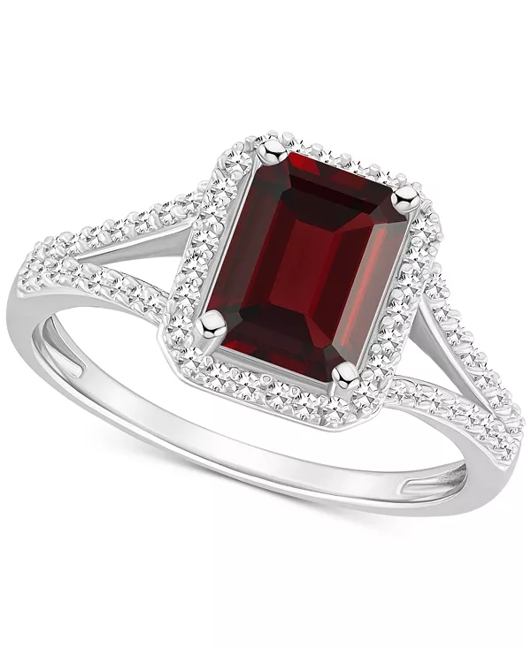 

Кольцо с аметистом (1-5/8 карата tw) и бриллиантом (1/4 карата tw) из стерлингового серебра (также с цитрином, гранатом, перидотом и голубым топазом) Macy'S, garnet