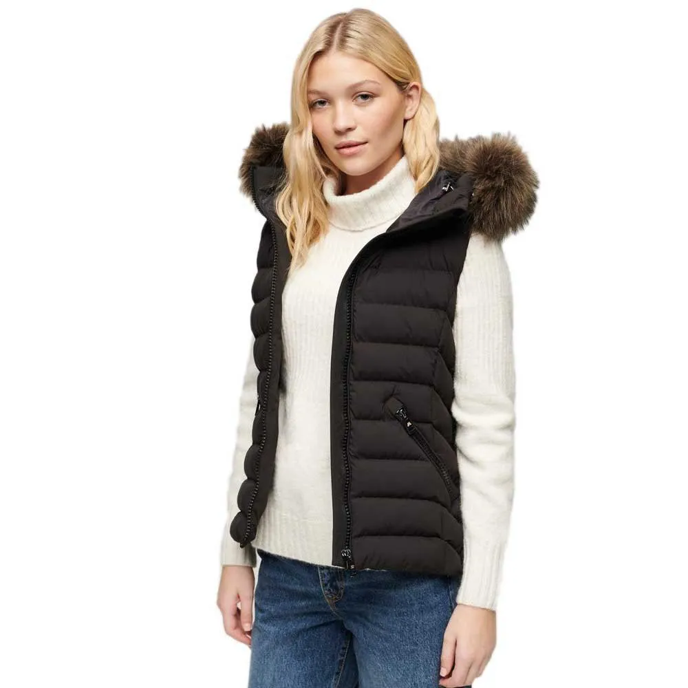 

Жилет Superdry Fuji Faux Fur, черный