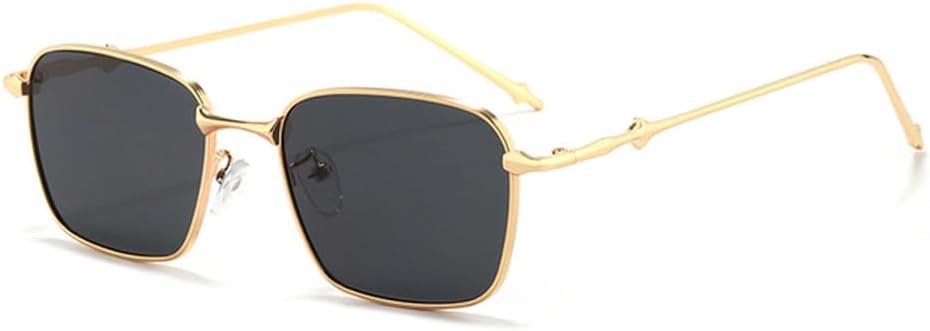 

Солнцезащитные очки прямоугольной формы 2027 года для женщин, металлическая оправа, винтажные солнцезащитные очки с градиентным переходом, мужские и женские очки UV400 MTZJH, Gold Black